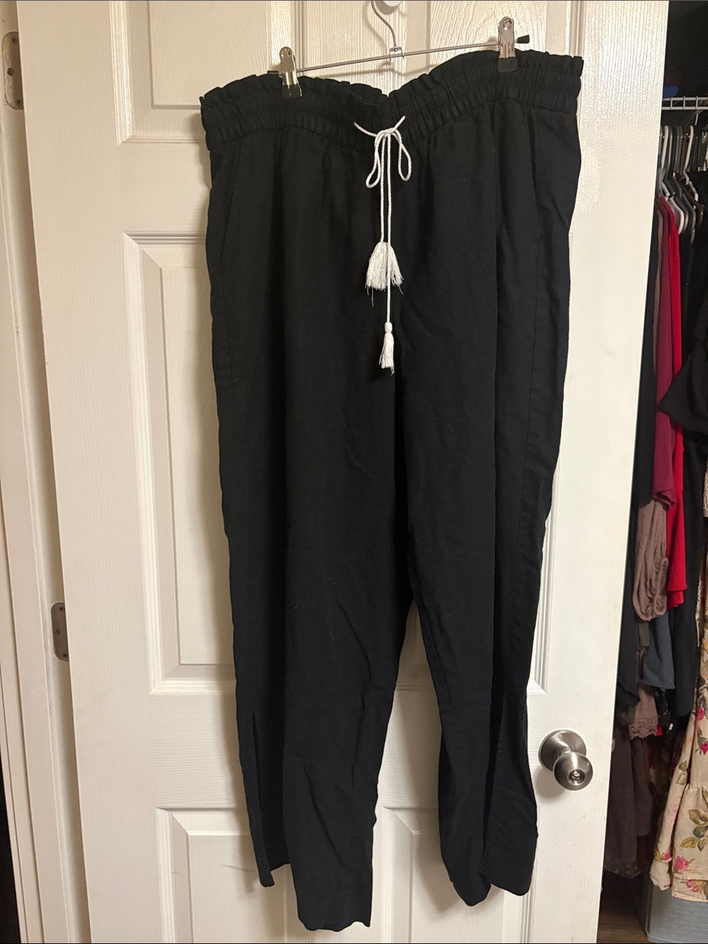 Ava & Viv Black Wide-Leg Drawstring Pants